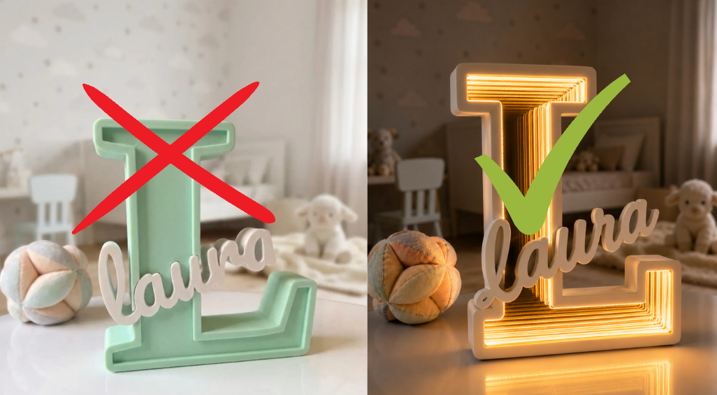 Infinity Mirror Initial Letter with Custom Name