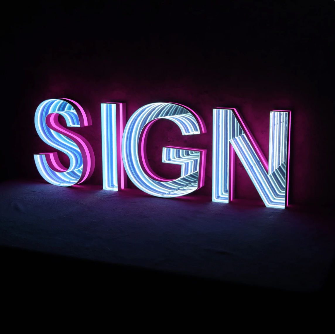 Custom Infinity Mirror Sign,LED Track Channel Letters,3D Infinity Mirror Sign,Custom Led Sign For Business